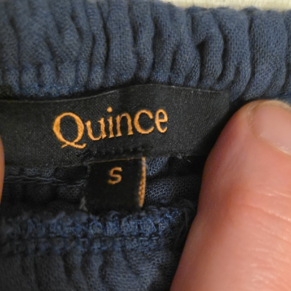 NWOT Quince Navy Elastic-Waist Tank Strap Cotton Gauze Jumpsuit Pockets Small - Picture 6 of 8